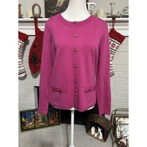 Talbots Merino Wool Cardigan Sweater Women’s Size M Petite Gold Buttons Classic